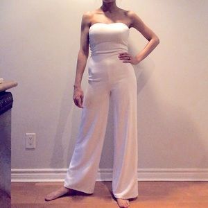 White strapless wide leg Jumpsuit